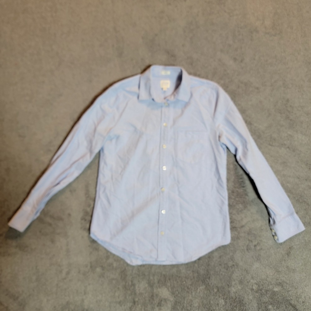 J Crew Mens Long Sleeve All Cotton Oxford Shirt  Size XXS Boyfit Blue Casual